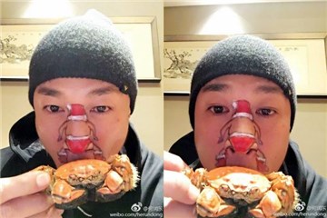 圣诞老人在脸上！  何润东用「鼻孔」跳舞