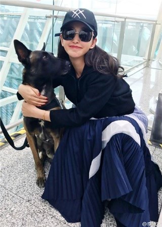 李冰冰在机场巧遇帅哥 连忙上前抱抱合影