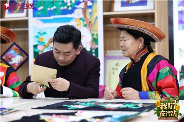 新村民向李发秀老师学习青绣