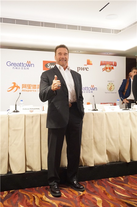 阿诺德·施瓦辛格出席阿诺国际体育节(亚洲站)举办记者会