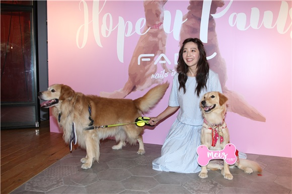 王心恬出席黄金猎犬特调公益指彩记者会