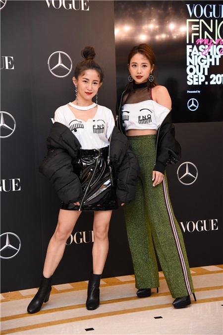 郭书瑶、吴映洁出席FNO全球购物夜起跑发布会