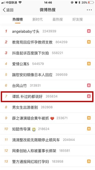 谭凯微博热搜