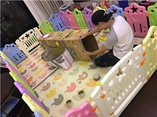 林志颖资源回收自制游乐器材 三宝玩得不亦乐乎