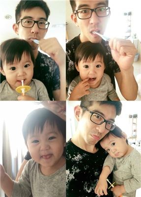 萌！咘咘一早吵醒爸 修杰楷PO父女刷牙照