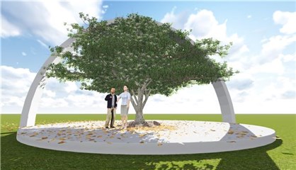 蔡明作品中通过电脑3D塑模的大树