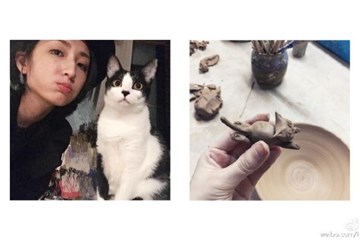 柯佳嬿捏制猫咪。(图/翻摄自柯佳嬿微博)